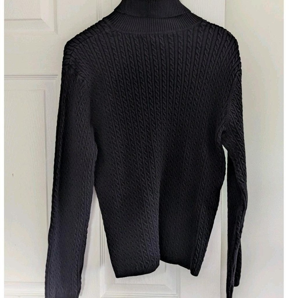 Vtg‎ Anne Klein Black Cable Sweater Women's XXL Stretch Turtleneck Minimalist - Picture 2 of 8